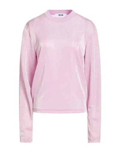 Msgm Woman T-shirt Lilac Size M Polyamide, Metallic Fiber In Purple