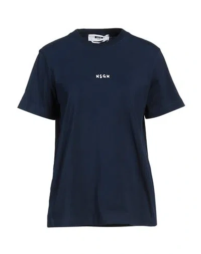 Msgm Woman T-shirt Midnight Blue Size M Cotton