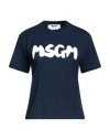 Msgm Woman T-shirt Navy Blue Size Xl Cotton