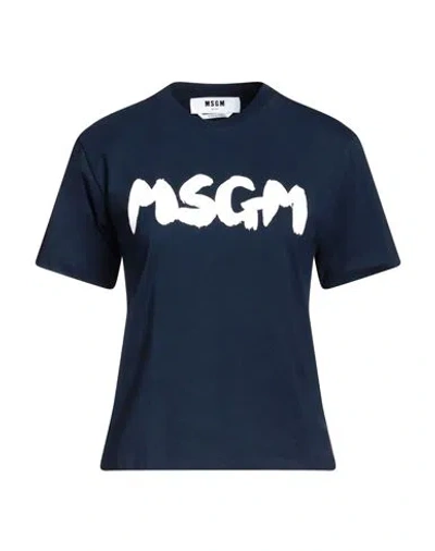 Msgm Woman T-shirt Navy Blue Size Xl Cotton