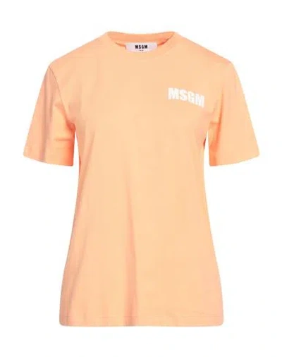 Msgm Woman T-shirt Orange Size L Cotton