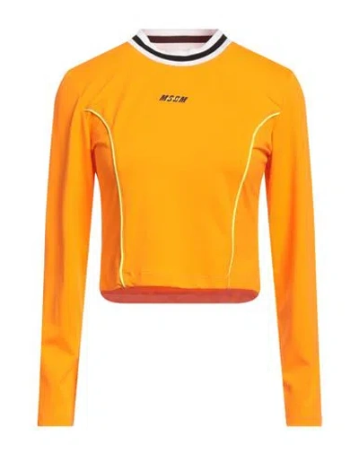 Msgm Woman T-shirt Orange Size L Polyamide, Elastane