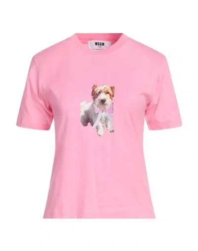 Msgm Woman T-shirt Pink Size M Cotton