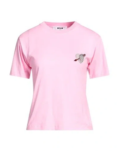 Msgm Woman T-shirt Pink Size S Cotton In Pink