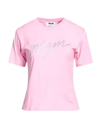 Msgm Woman T-shirt Pink Size Xl Cotton