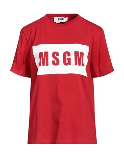 Msgm Woman T-shirt Red Size L Cotton