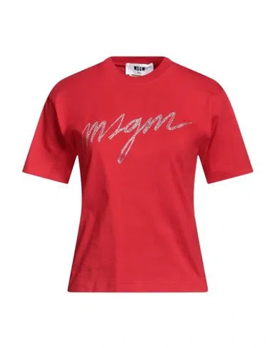 Msgm Woman T-shirt Red Size M Cotton