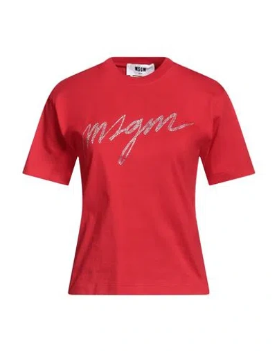 Msgm Woman T-shirt Red Size M Cotton In Red