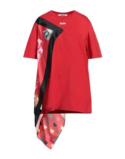 Msgm Woman T-shirt Red Size S Cotton