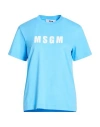 Msgm Woman T-shirt Sky Blue Size L Cotton