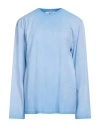 Msgm Woman T-shirt Sky Blue Size M Cotton In Blue