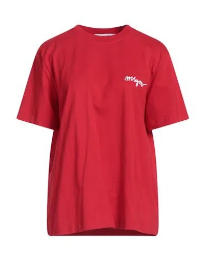 Msgm Woman T-shirt Tomato Red Size M Cotton