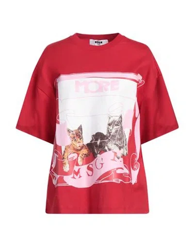 Msgm Woman T-shirt Tomato Red Size Xs Cotton