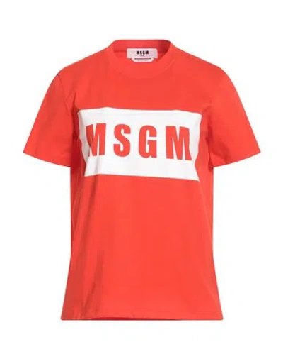 Msgm Woman T-shirt Tomato Red Size Xs Cotton