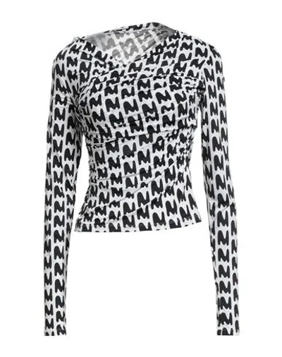 Msgm Woman T-shirt White Size 6 Polyamide, Elastane In Multi