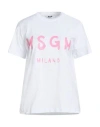 Msgm Jersey T-shirt With Brushstroke Printed Logo In White