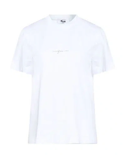 Msgm Woman T-shirt White Size L Cotton