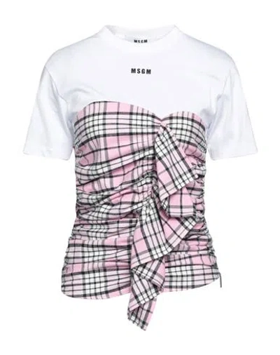 Msgm Woman T-shirt White Size L Cotton