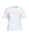 MSGM MSGM WOMAN T-SHIRT WHITE SIZE L COTTON