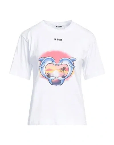 Msgm Woman T-shirt White Size L Cotton