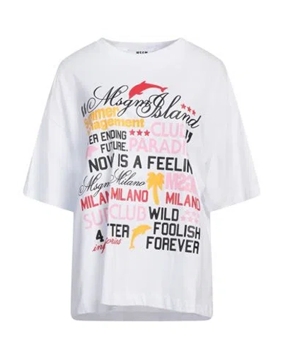 Msgm Woman T-shirt White Size L Cotton