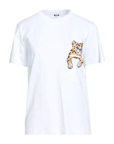 Msgm Woman T-shirt White Size M Cotton