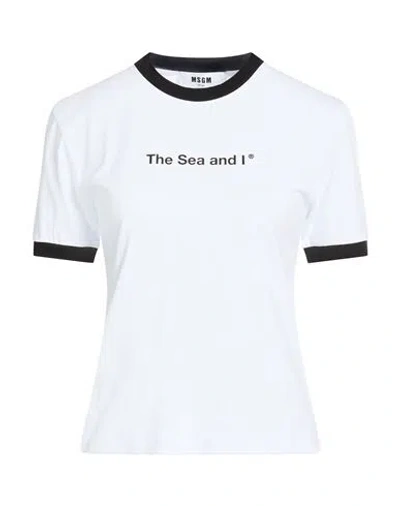 Msgm Woman T-shirt White Size M Cotton