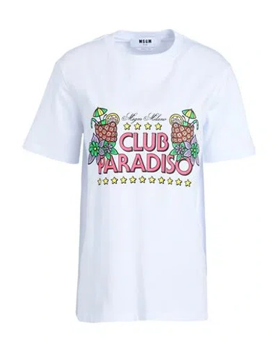 Msgm Woman T-shirt White Size S Cotton