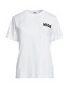 Msgm White Crop T-shirt With Logo Print On The Front And Maxi Print On The Back In White