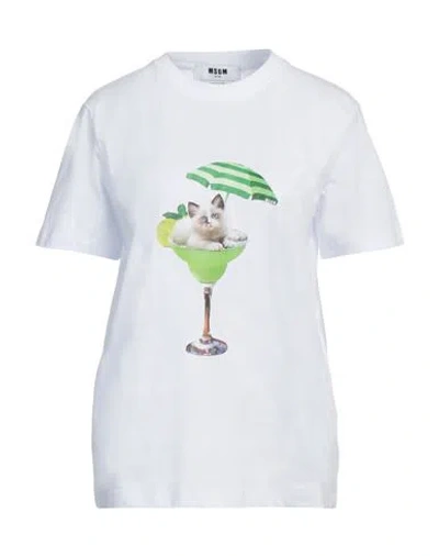 Msgm Woman T-shirt White Size M Cotton