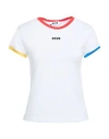 Msgm Woman T-shirt White Size M Cotton, Elastane