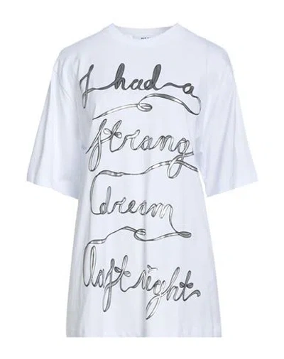 Msgm Woman T-shirt White Size S Cotton
