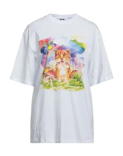 Msgm Woman T-shirt White Size S Cotton