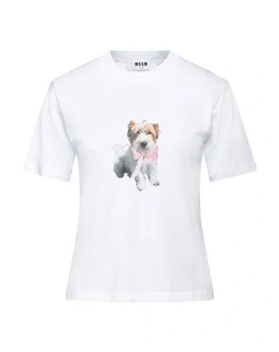 Msgm Woman T-shirt White Size S Cotton