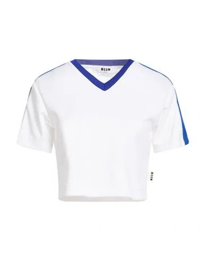 Msgm Woman T-shirt White Size S Polyester, Cotton