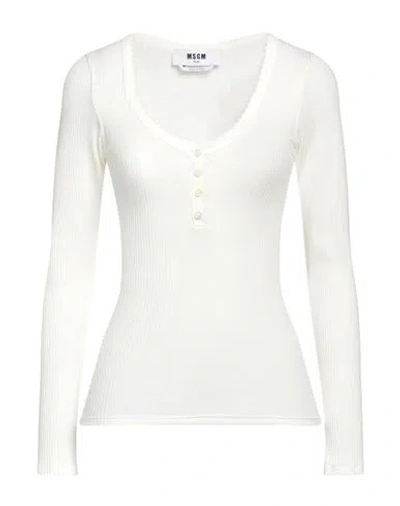 Msgm Woman T-shirt White Size S Viscose, Elastane