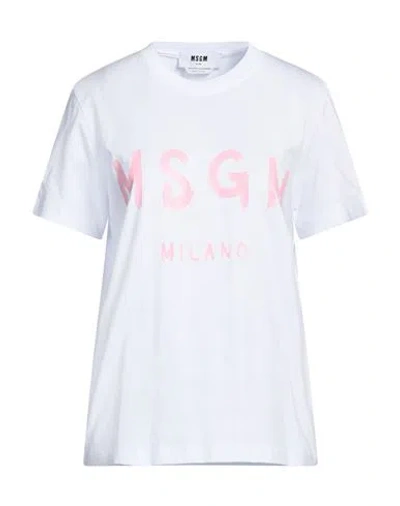 Msgm Woman T-shirt White Size Xl Cotton