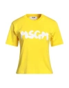 Msgm Woman T-shirt Yellow Size L Cotton