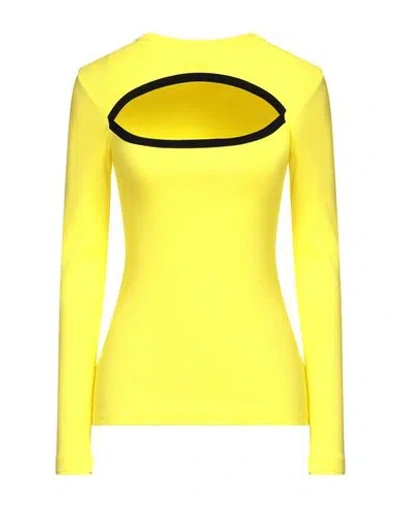 Msgm Woman T-shirt Yellow Size L Cotton, Elastane