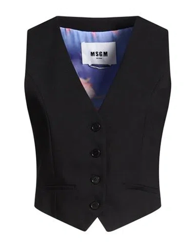 Msgm Woman Tailored Vest Black Size 0 Viscose, Polyester, Elastane