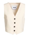 Msgm Woman Tailored Vest Ivory Size 10 Viscose, Polyester, Elastane In Brown