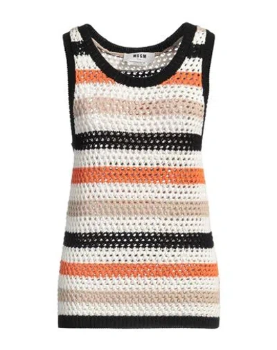 Msgm Woman Tank Top Beige Size M Cotton