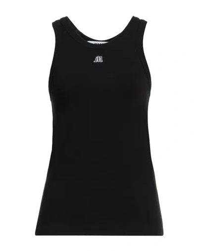 Msgm Woman Tank Top Black Size L Cotton, Elastane
