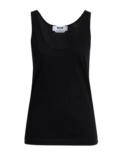 Msgm Woman Tank Top Black Size S Cotton