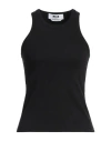 Msgm Embroidered-logo Ribbed Tank Top In Black