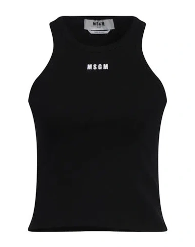 MSGM MSGM WOMAN TANK TOP BLACK SIZE XS COTTON, ELASTANE