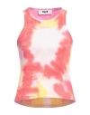 Msgm Tie-dye Ribbed Tank Top In Red