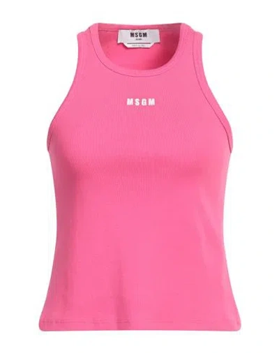 MSGM MSGM WOMAN TANK TOP FUCHSIA SIZE M COTTON, ELASTANE