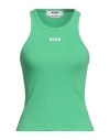 Msgm Woman Tank Top Light Green Size Xs Cotton, Elastane