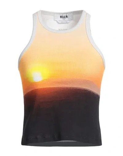 MSGM MSGM WOMAN TANK TOP ORANGE SIZE L COTTON, ELASTANE